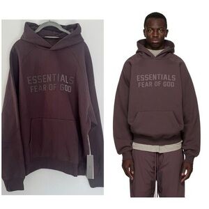 Fear of God Essentials Brown Pullover Hoodie with Logo